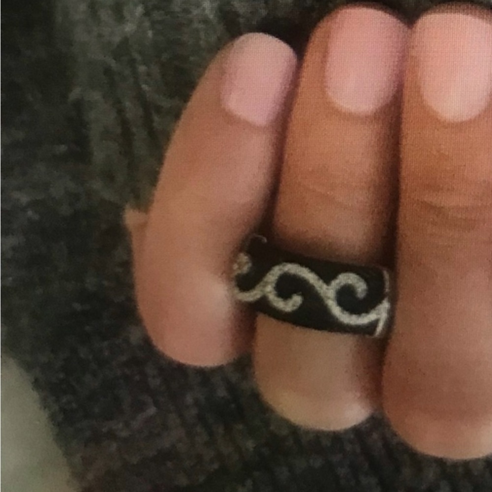 Black and diamond ring